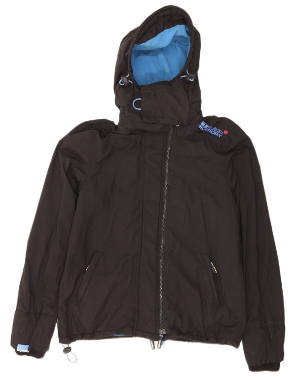 Jaqueta corta-vento feminina Superdry com capuz e capuz UK 14 grande preta