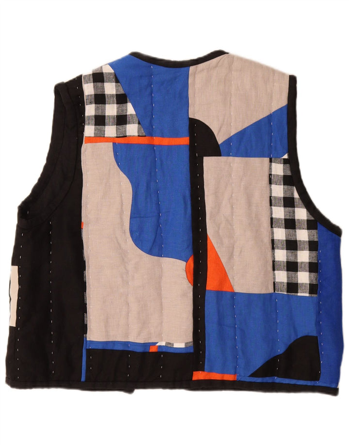 Colete feminino acolchoado aberto feito à mão Mossom UK 18 XL patchwork multicolorido