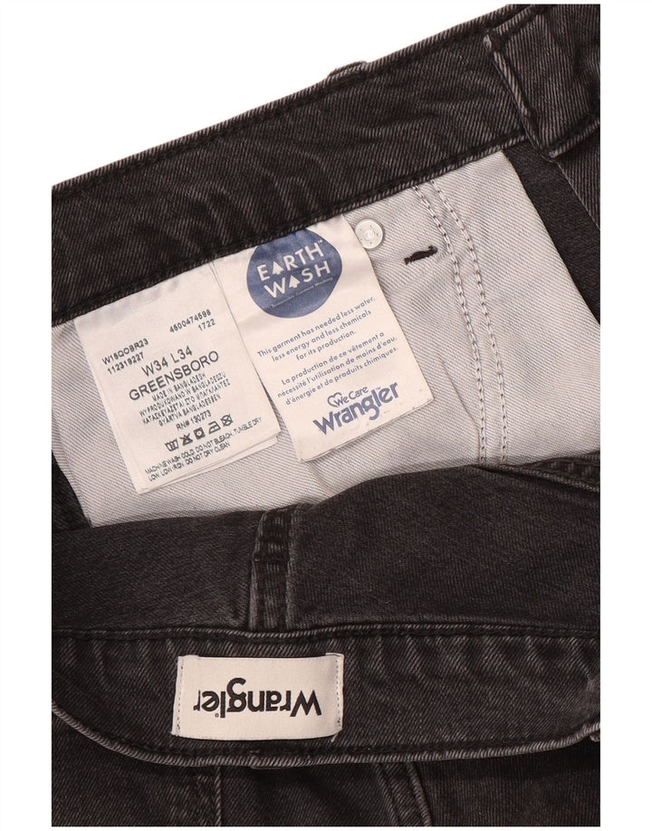 Wrangler Mens Greensboro Straight Jeans W34 L34 Cinza Algodão