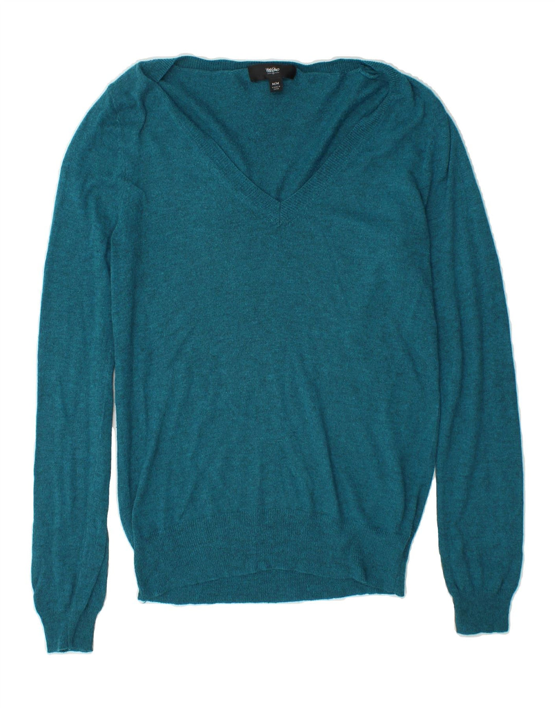 MOSSIMO Womens V-Neck Jumper Sweater UK 12 Medium Blue Nylon Vintage Mossimo and Second-Hand Mossimo from Messina Hembry 