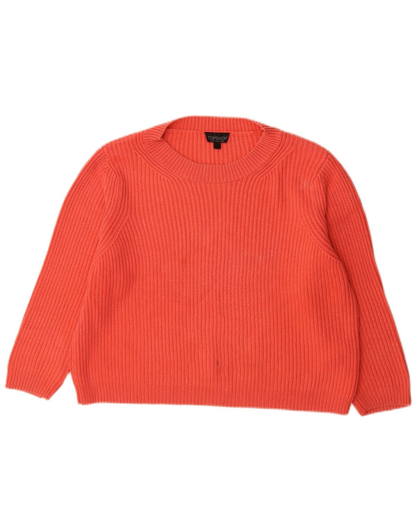 Suéter feminino Topshop com gola canoa Reino Unido 12 algodão rosa médio