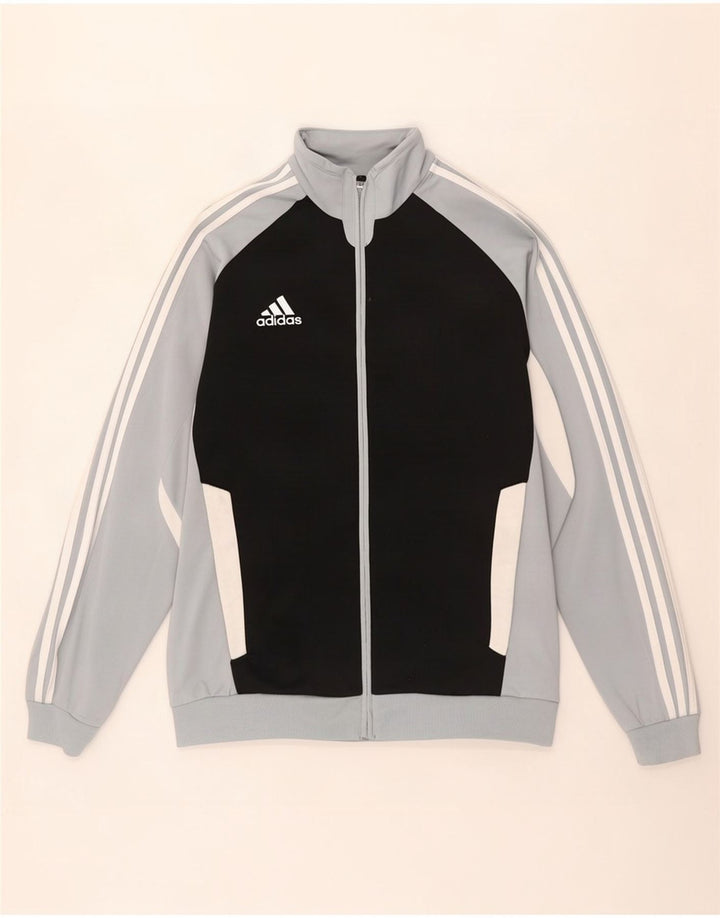 Adidas Mens Tracksuit Top Jacket UK 40/42 Cinza Médio Colourblock Poliéster
