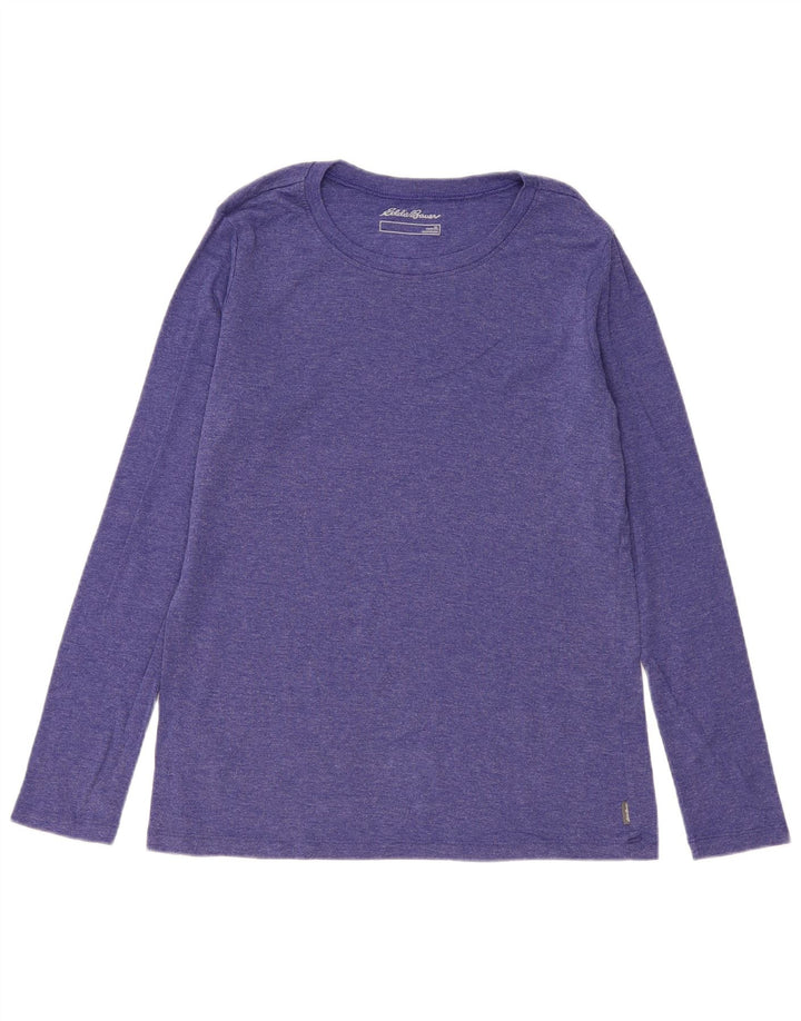 EDDIE BAUER Top feminino manga comprida UK 18 XL algodão roxo