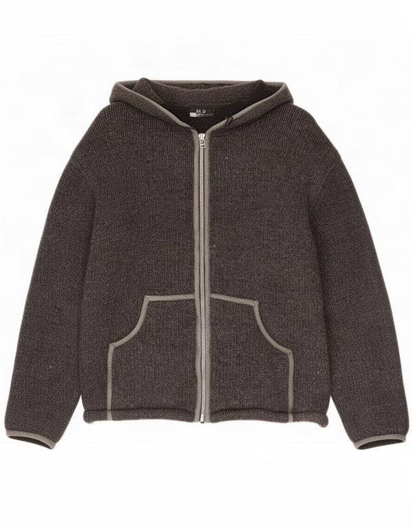 Tara London Jaqueta corta-vento masculina com capuz de malha UK 42 XL Lã manchada cinza