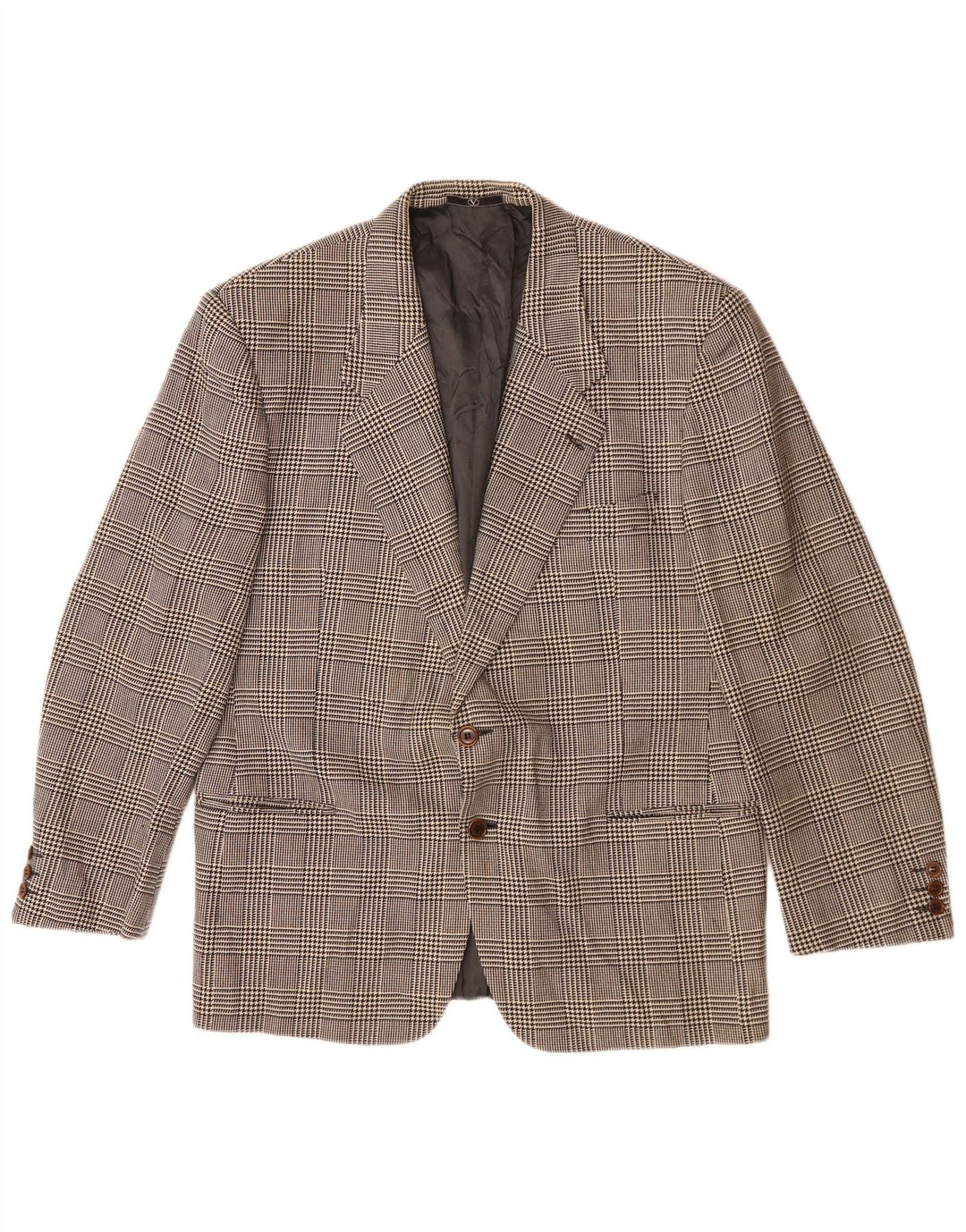 Jaqueta Blazer Masculina Valentino com 2 Botões Reino Unido 40 Grande Xadrez Cinza