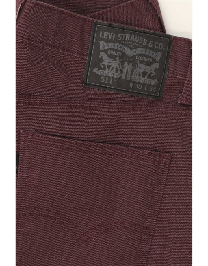 Levi's Masculino 511 Slim Jeans W30 L30 Borgonha Algodão
