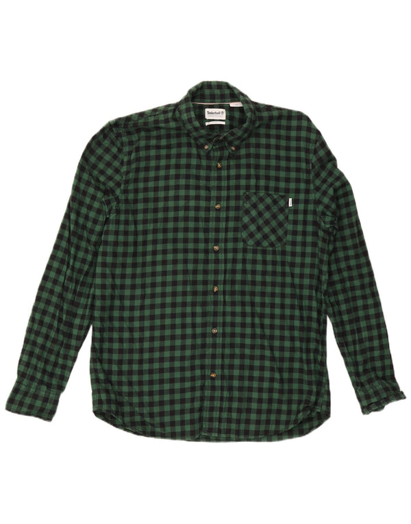 Camisa masculina de flanela Slim Fit Timberland grande algodão verde guingão