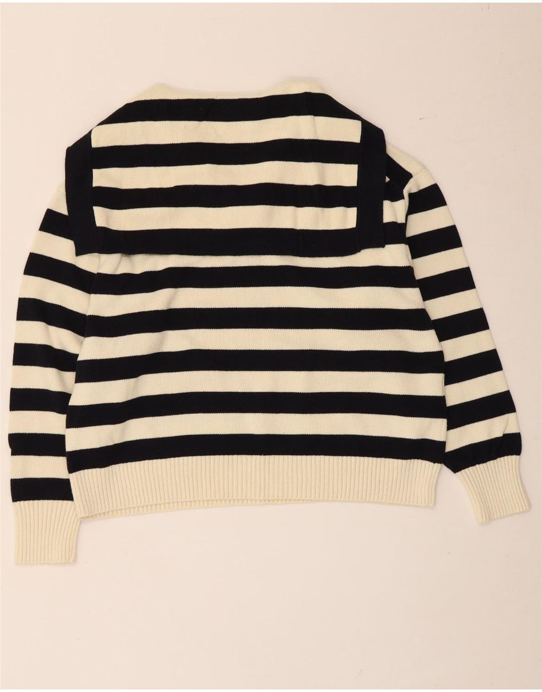 Suéter feminino Zara com gola redonda grande e listrado preto pequeno Reino Unido 10