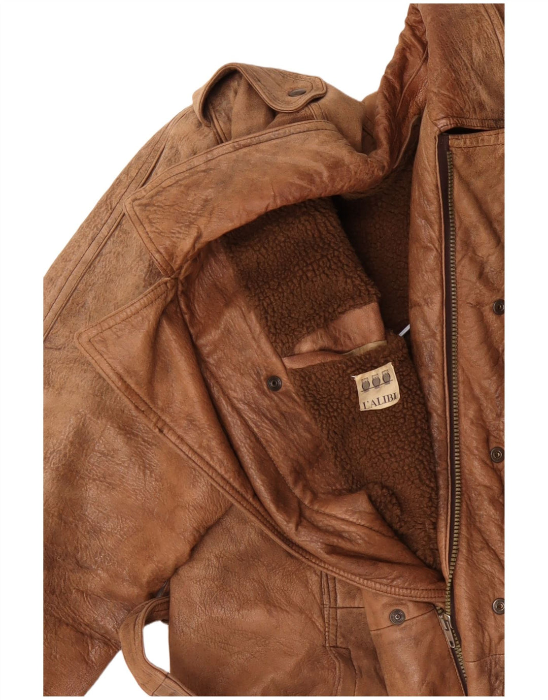 Jaqueta de couro militar masculina VINTAGE UK 42 XL bege