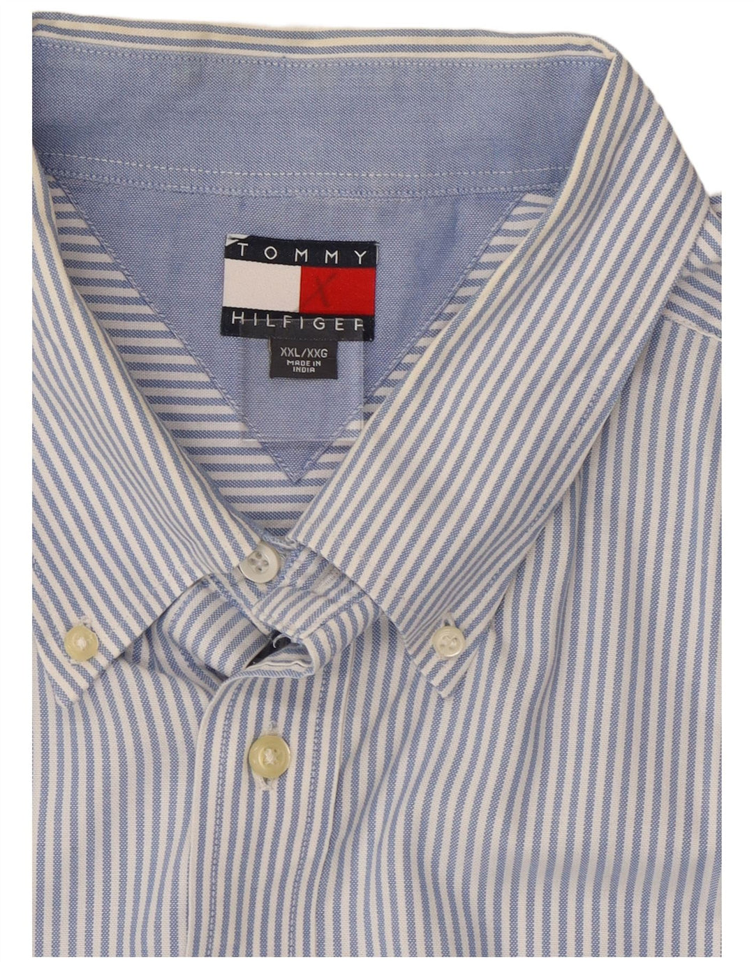 Camisa masculina Tommy Hilfiger 2XL algodão listrado azul