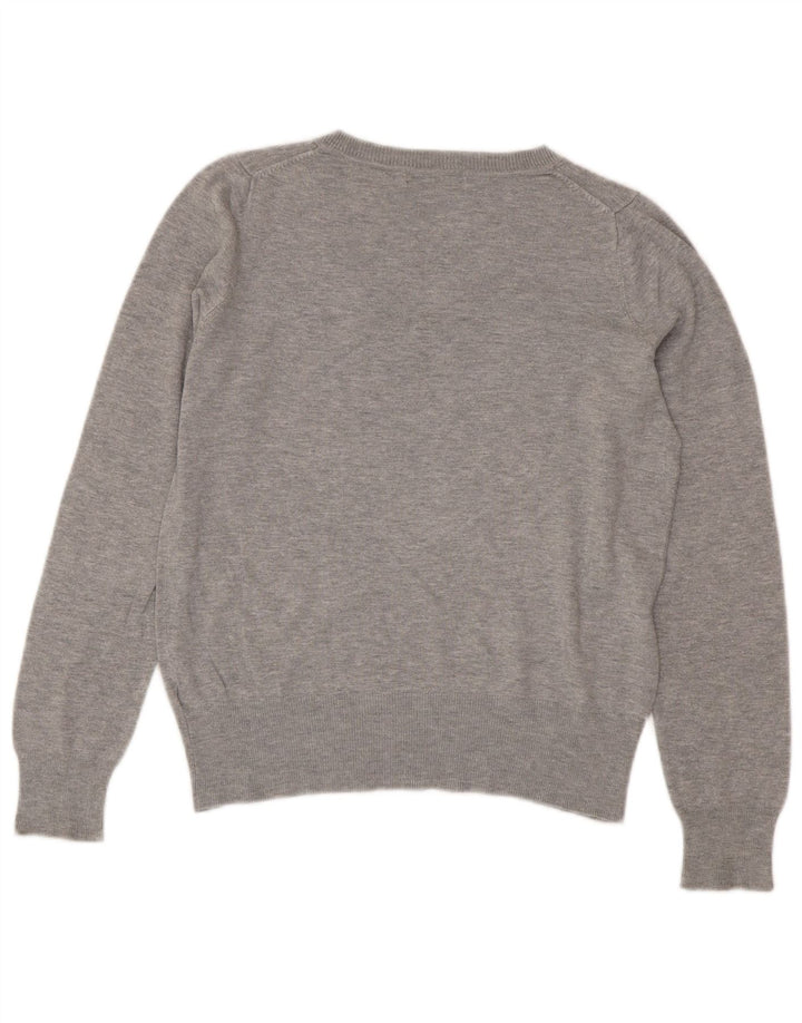 Suéter feminino Marks & Spencer com decote em V UK 14 cinza médio