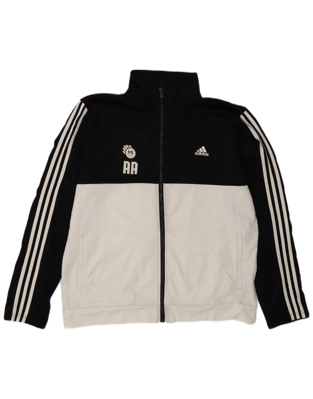 Adidas Mens Tracksuit Top Jacket UK 48/50 XL Preto Colourblock Poliéster