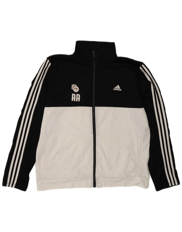 Adidas Mens Tracksuit Top Jacket UK 48/50 XL Preto Colourblock Poliéster