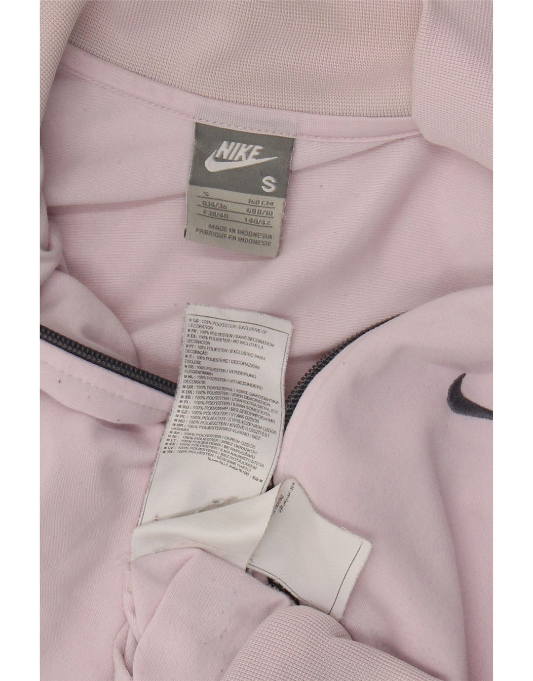 Nike Womens Tracksuit Top Jacket UK 8/10 Pequeno Rosa Poliéster