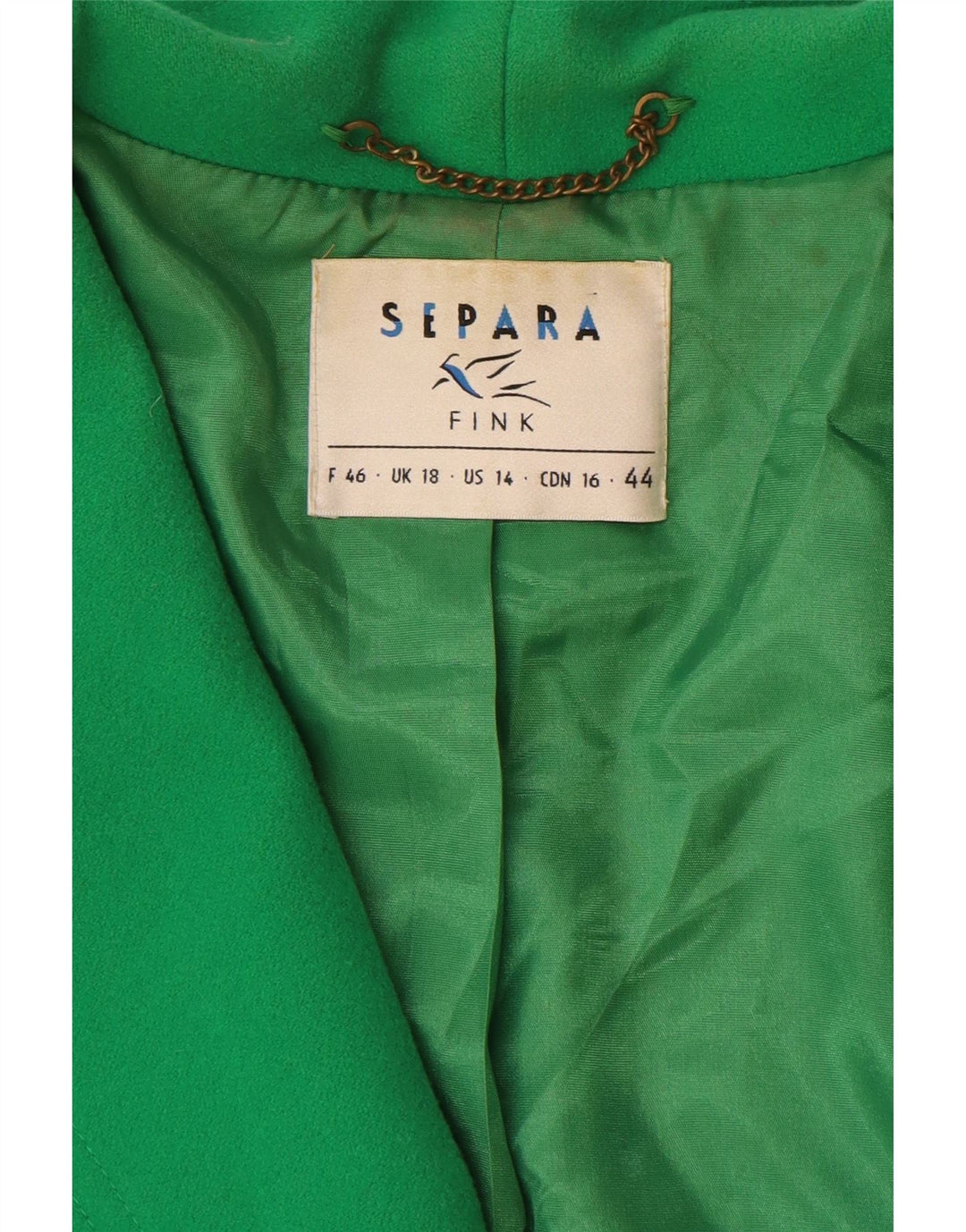Jaqueta blazer feminina Separa Fink com 1 botão Reino Unido 18 XL lã verde