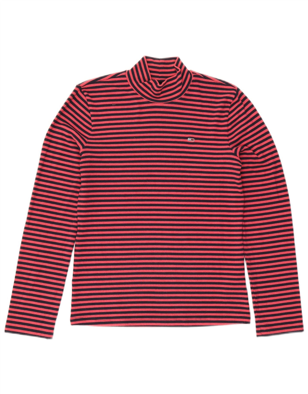 Top feminino Tommy Hilfiger manga comprida UK 14 poliéster risca de giz rosa médio