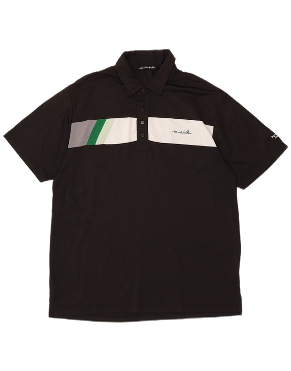 Camisa pólo gráfica masculina TRAVIS MATHEW XL preto colorblock poliéster