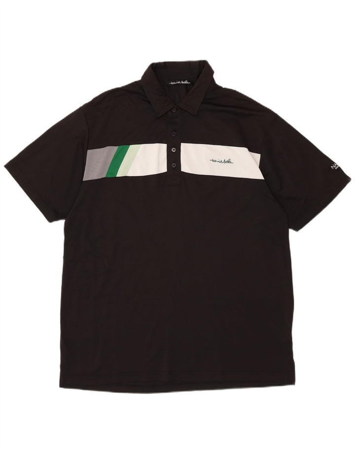 Camisa pólo gráfica masculina TRAVIS MATHEW XL preto colorblock poliéster
