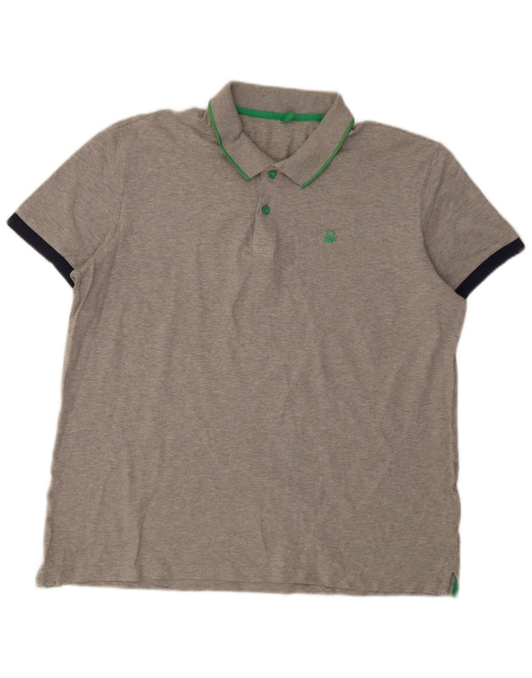 Camisa polo masculina Benetton 2XL algodão cinza