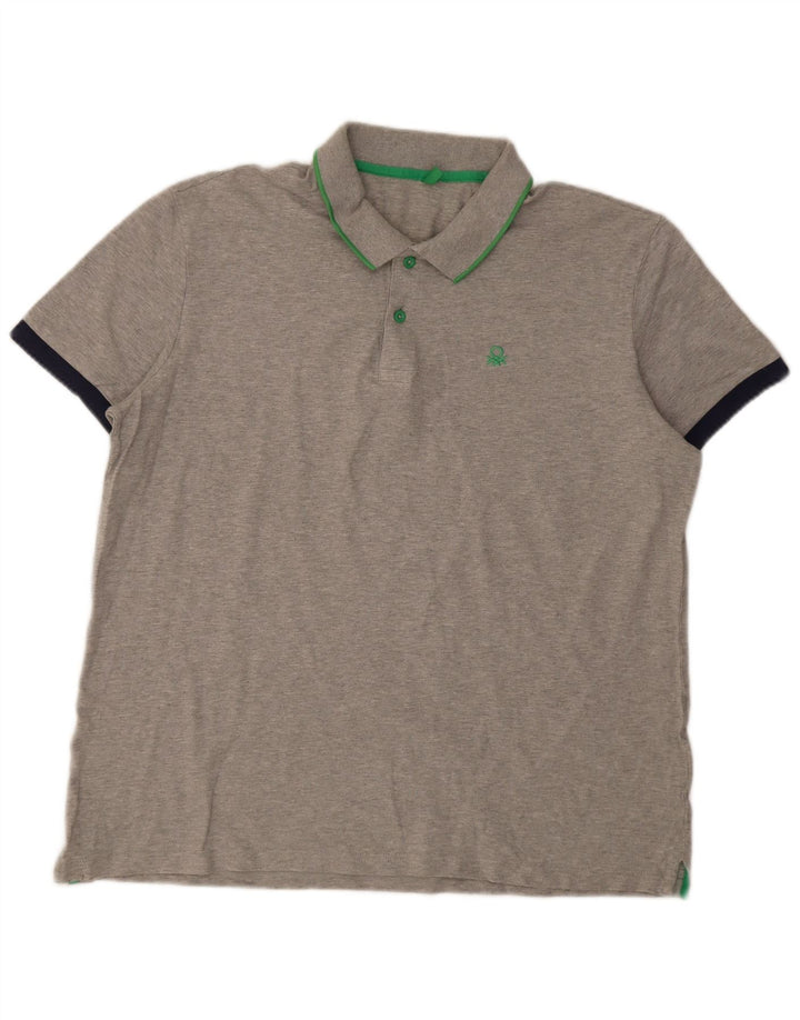 Camisa polo masculina Benetton 2XL algodão cinza