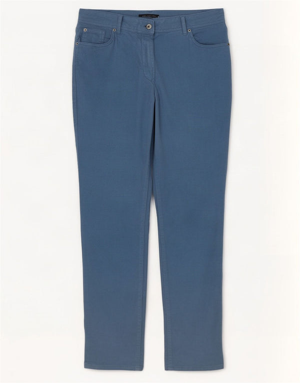 Calça feminina reta de veludo Marks & Spencer Reino Unido 14 grande W34 L28 azul