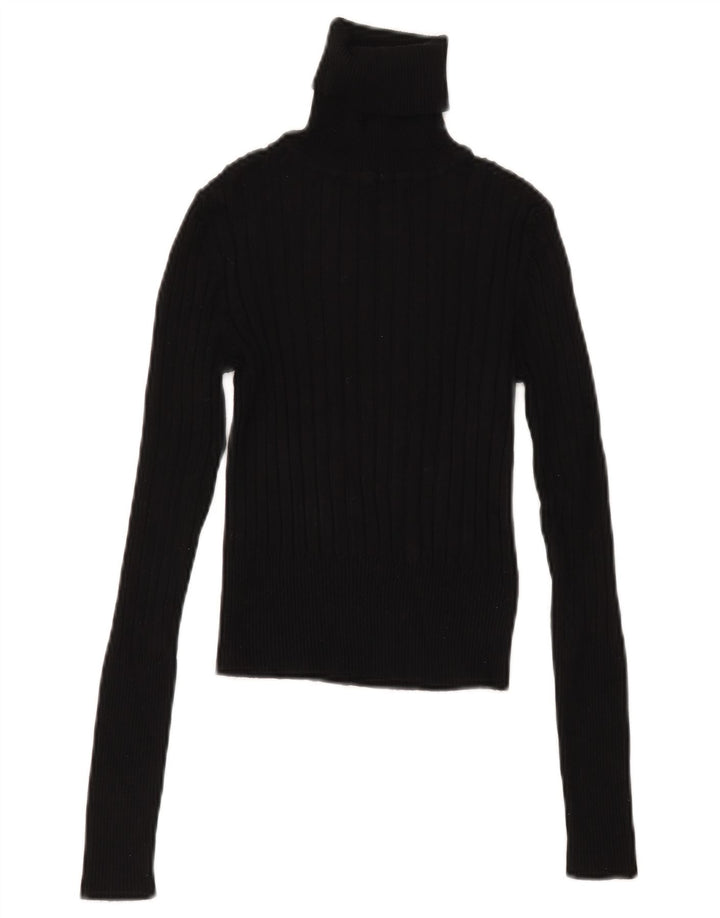 Zara Suéter feminino cropped com gola redonda Reino Unido 12 médio preto
