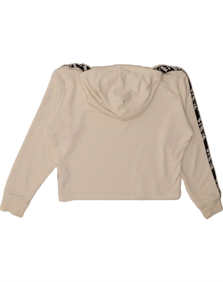 PUMA Womens Oversized Graphic Hoodie Jumper UK 14 Medium Off White Cotton Vintage Puma and Second-Hand Puma from Messina Hembry 