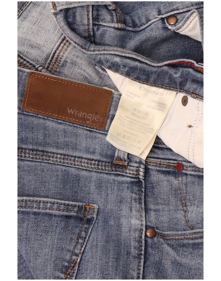 Wrangler Masculino Regular Slim Jeans W36 L32 Azul Algodão