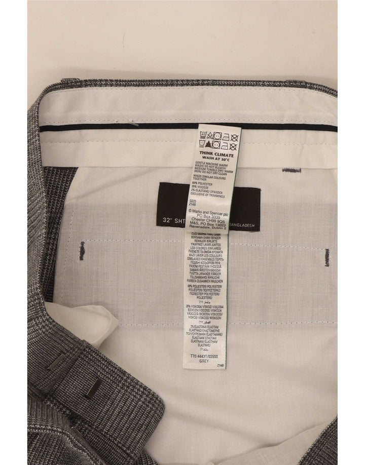 Calça masculina de terno regular Marks & Spencer W32 L29 cinza Houndstooth