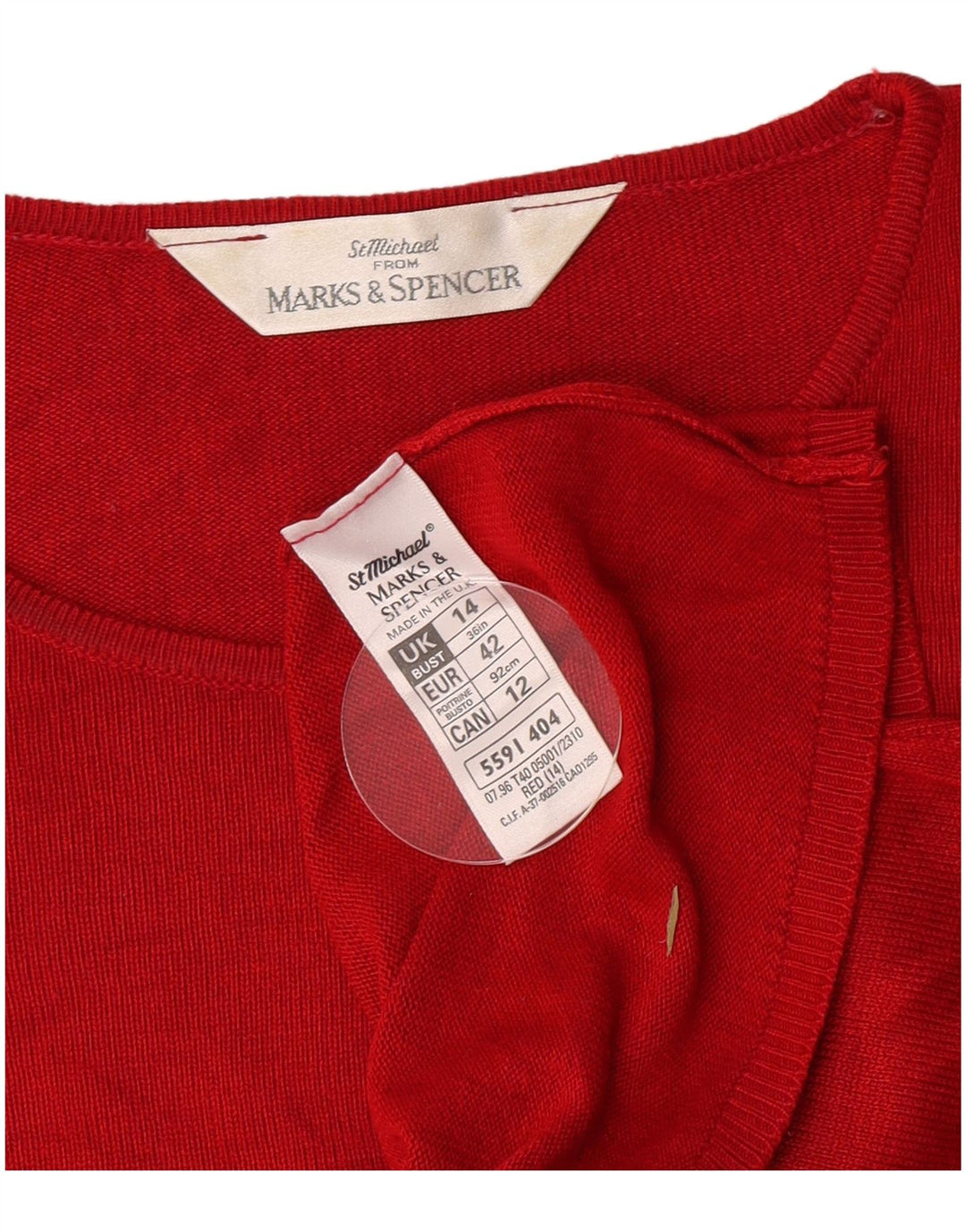 Camiseta feminina Marks & Spencer UK 14 grande viscose vermelha