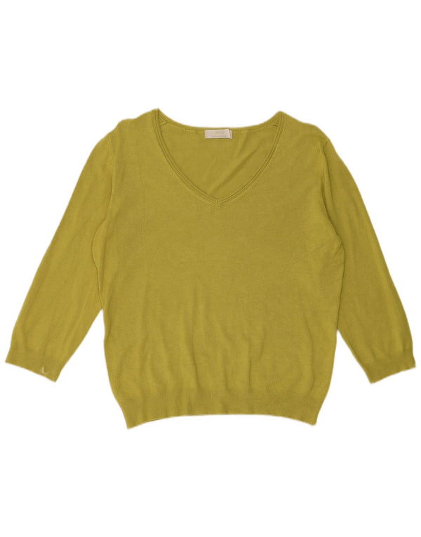 Suéter feminino Marks & Spencer com decote em V, Reino Unido 16, grande, verde