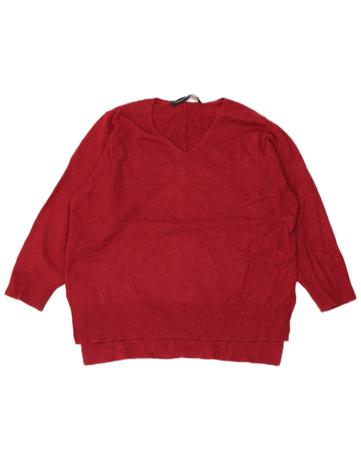 Suéter feminino FRENCH CONNECTION com decote em V Reino Unido 10 pequeno Borgonha