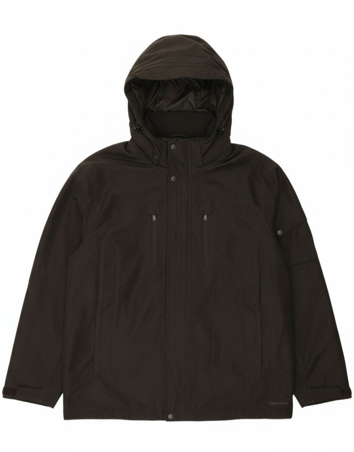 Jaqueta corta-vento masculina Calvin Klein com capuz Reino Unido 40 grande poliéster preto