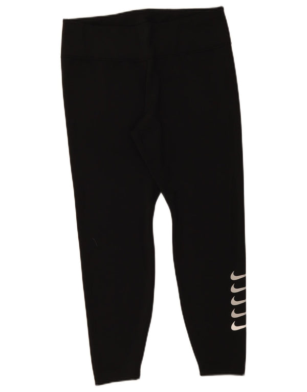 Leggings Nike Dri Fit Graphic Crop Femininas UK 14 Grande Poliéster Preto