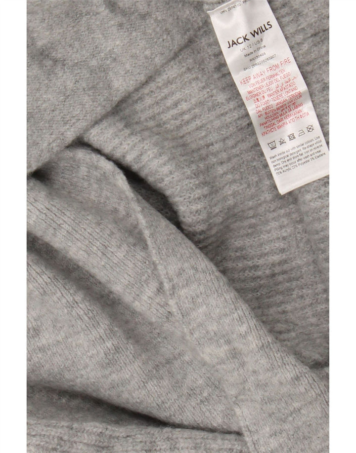 Jack Wills Suéter feminino oversized longline cardigan Reino Unido 12 cinza médio