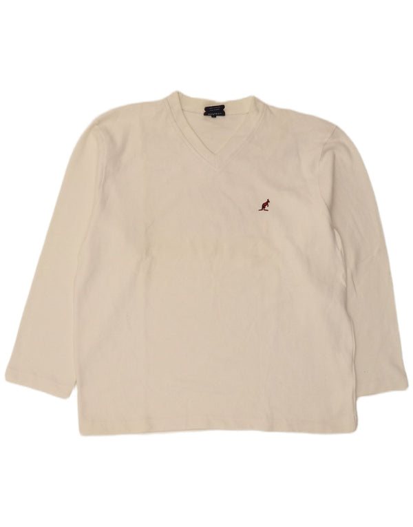 AUSTRALIAN L'ALPINA Suéter masculino com decote em V IT 56 2XL algodão branco