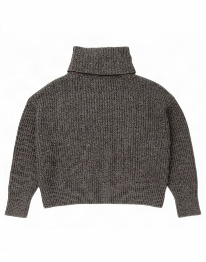 Zara Suéter feminino oversized com gola redonda Reino Unido 14 cinza médio acrílico
