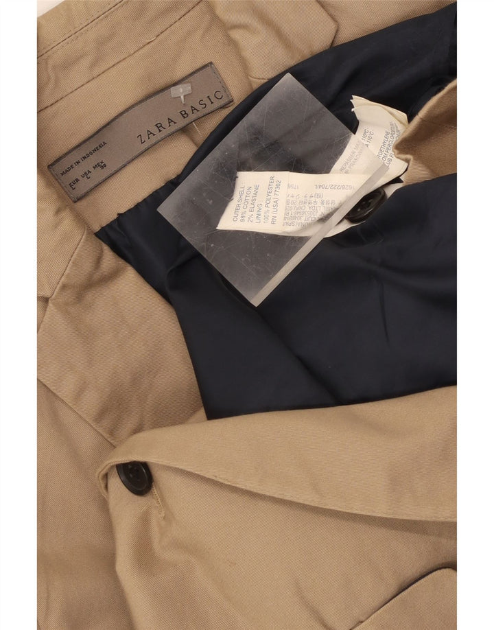 Jaqueta blazer feminina Zara com 1 botão Reino Unido 14 grande algodão bege