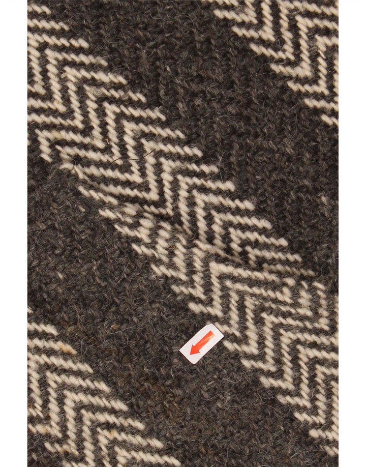 Suéter masculino VINTAGE com gola polo XL cinza Chevron Aztec