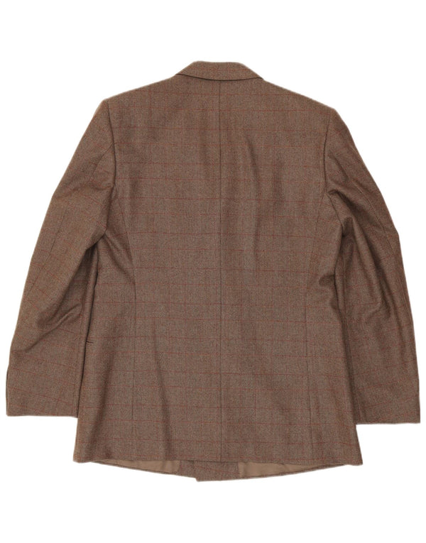 Jaqueta blazer masculina Corneliani com peito duplo IT 50 grande xadrez marrom