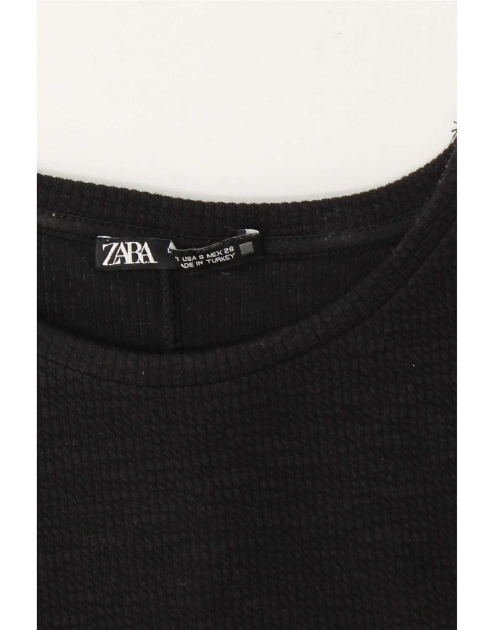 Vestido feminino Zara com bainha sem mangas UK 10 pequeno preto