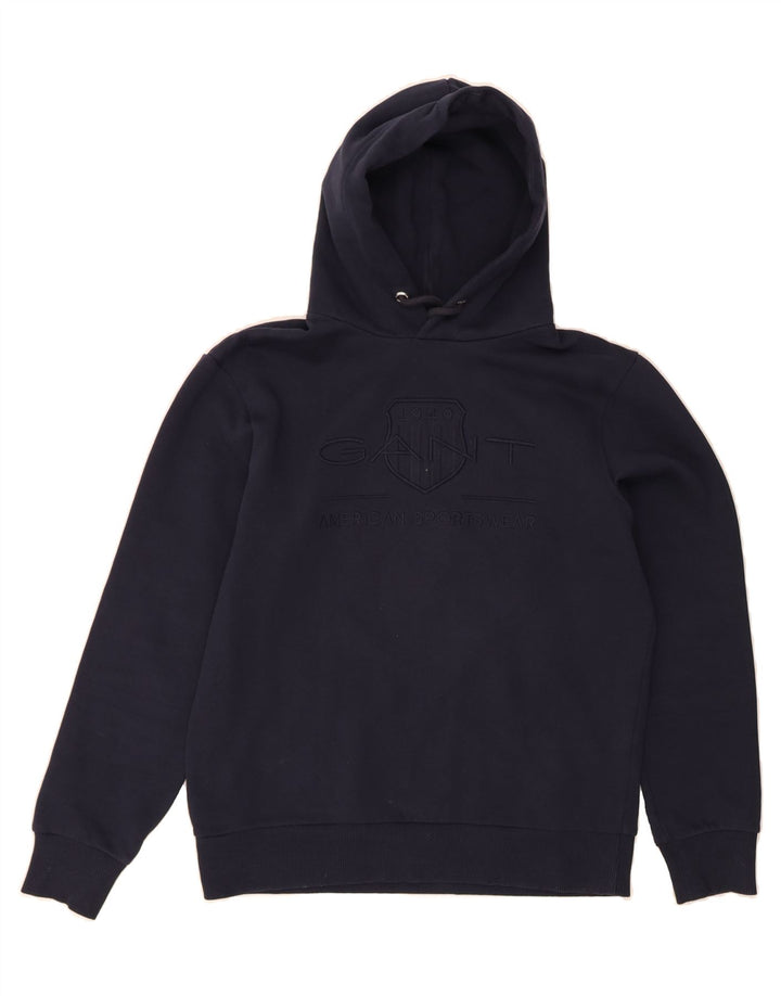 GANT Mens Graphic Hoodie Jumper Medium Navy Blue Cotton Vintage Gant and Second-Hand Gant from Messina Hembry 