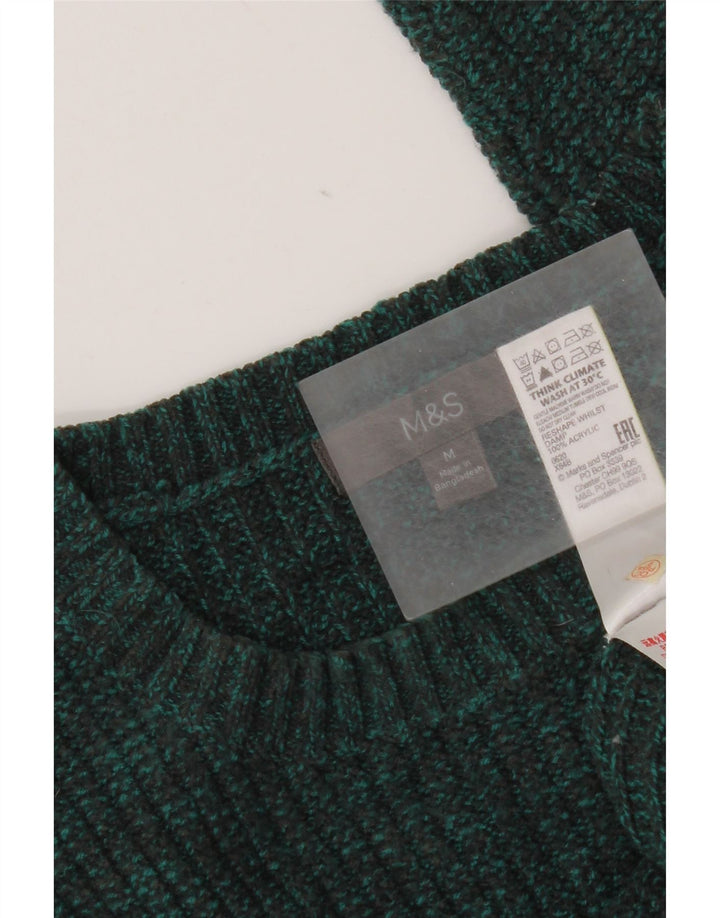 Suéter masculino Marks & Spencer com gola redonda e acrílico manchado verde médio