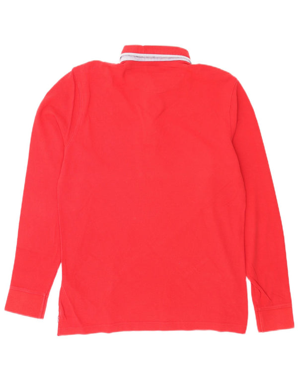Massimo Dutti Mens Casual Fit Long Sleeve Polo Shirt Medium Red Cotton