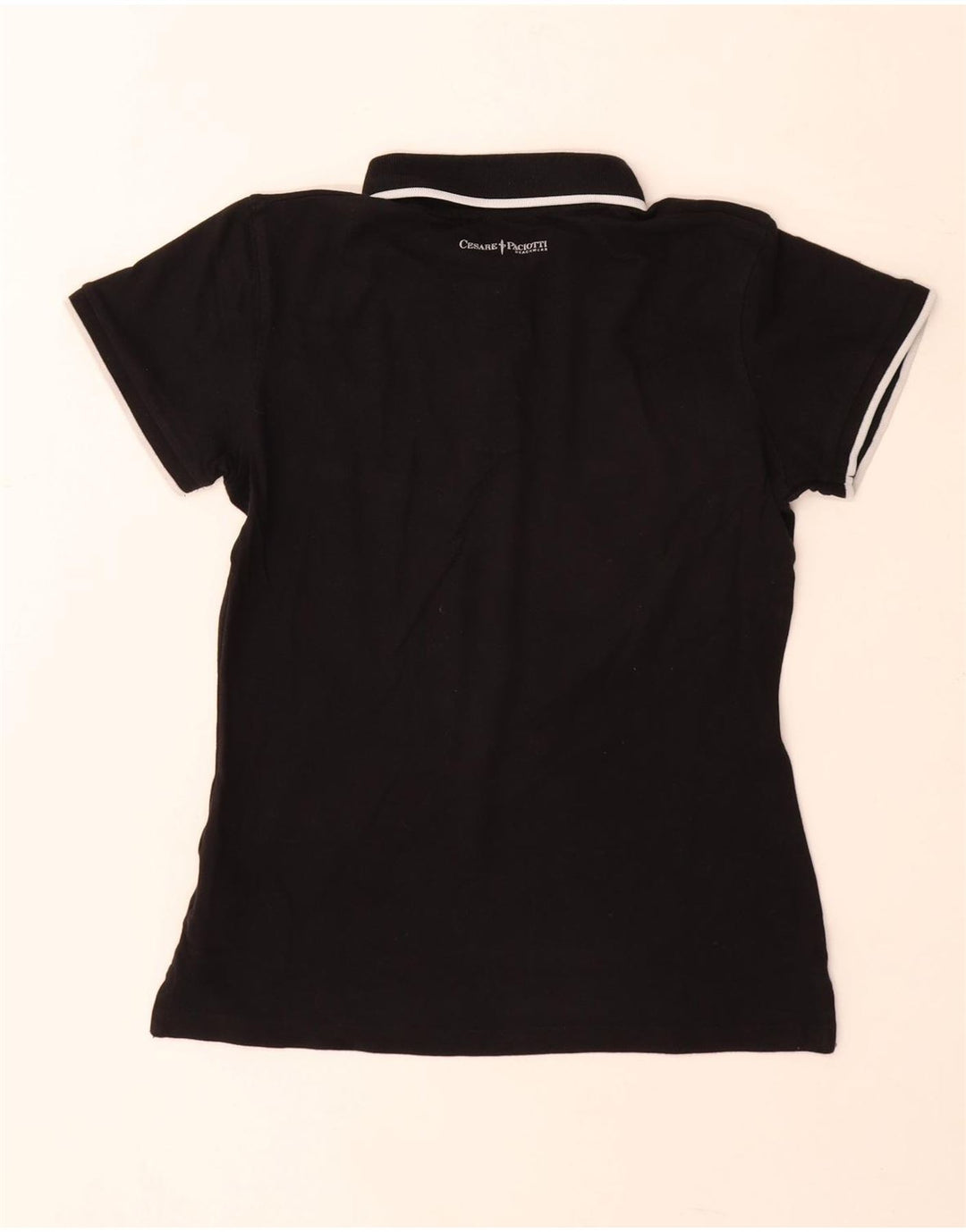 Camisa polo feminina Cesare Paciotti Reino Unido 12 algodão preto médio