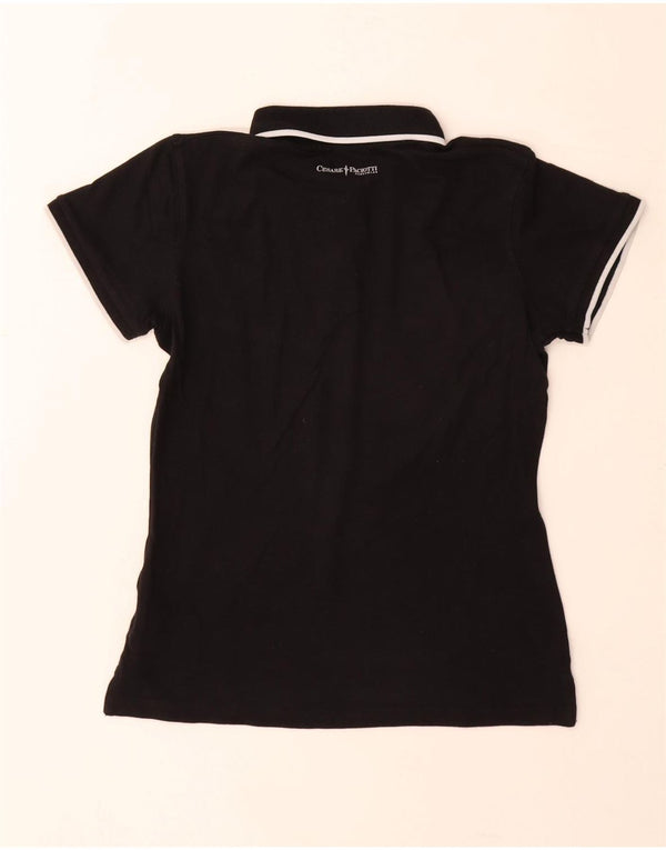 Camisa polo feminina Cesare Paciotti Reino Unido 12 algodão preto médio