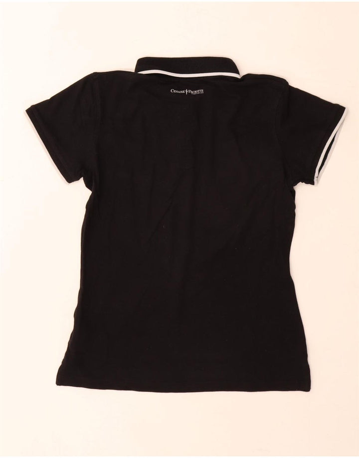 Camisa polo feminina Cesare Paciotti Reino Unido 12 algodão preto médio