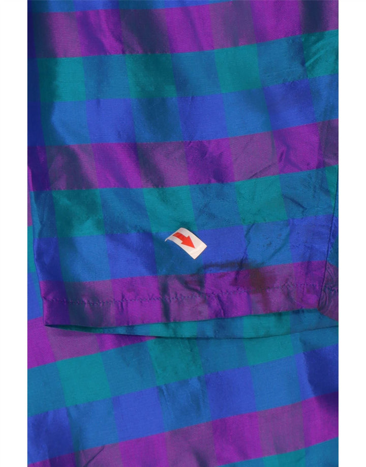 Jaqueta Blazer aberta feminina vintage Reino Unido 14 xadrez azul médio