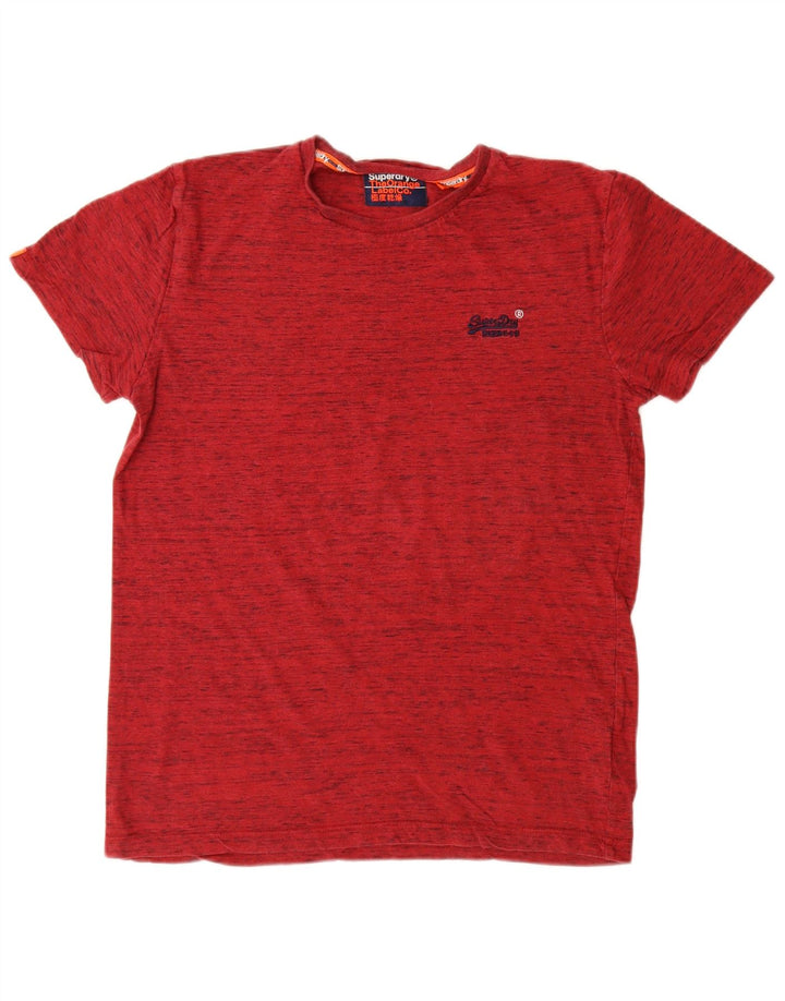 Camiseta masculina Superdry Top médio algodão manchado vermelho