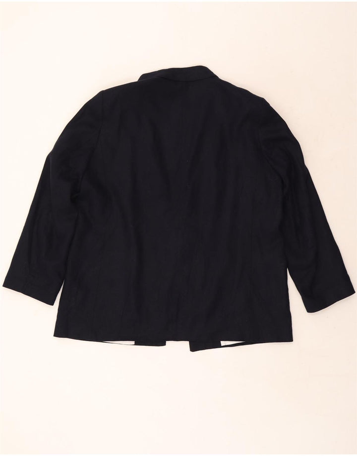Jaqueta Zara Womens Open Blazer UK 20 2XL Linho Azul Marinho